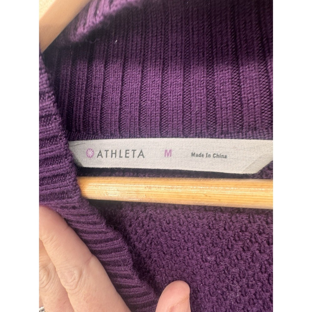 Athleta 95% Merino Wool Sweater Dress Purple V-Neck Long Sleeve Size M Luxe - Picture 5 of 8